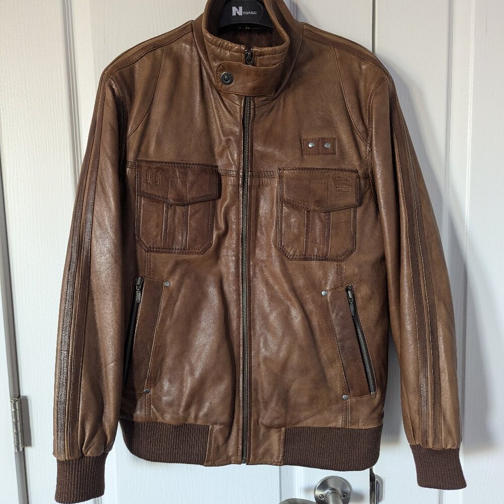 VentiUno Brown Men's Leather Jacket, Size M